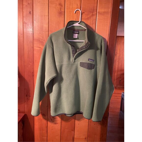 Men’s Green Patagonia Synchilla Snap T Fleece Pullover Green Sweater Sz M - Picture 2 of 10